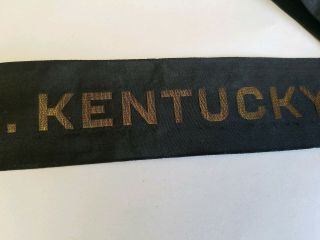 Rare Ship WWI USS Kentucky BB - 6 Battleship 1915 Hat Tally Ribbon 4