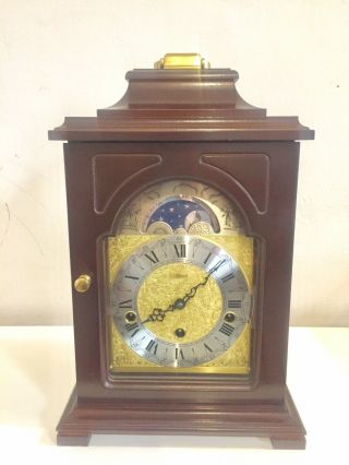 Vintage Triple Chime Bracket Clock With Moon Phase By Hermle