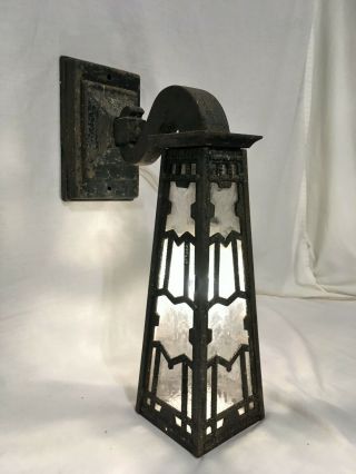 Xl 19 " Antique 1900s Arts Crafts Porch Sconce Vtg Cast Iron Gothic Light Fixture