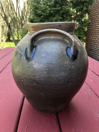 Antique Decorated Stoneware Crock - ovoid shape signed 