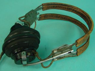 Vtg Rola WW1 Era Military Headphones Ham Radio Shortwave Receiver Model ANB - H - 1 4