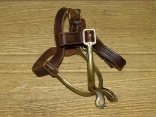 Orig.  Wwi Model 1903 U.  S.  Cavalry Brass Spurs With Leather Boot Straps (no Mfg. )