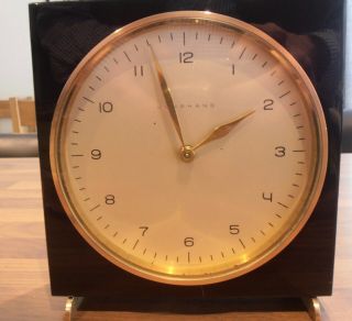 Vintage Junghans Max Bill Black & Brass Chiming Table Clock W274/210 5