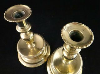 Pr.  Antique European Solid Brass Candlesticks,  18th/19th c.  8” tall 3