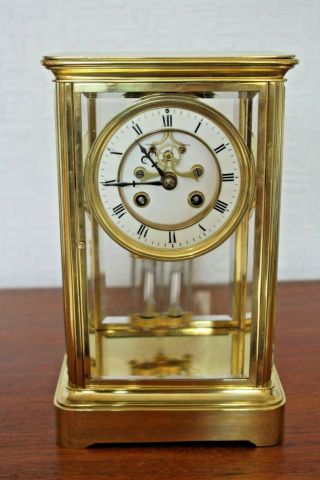 Antique French Four Glass Mantel Clock