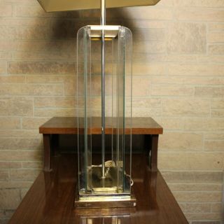 MCM Fredrick Ramond Glass Lucite Frosted Art Deco Hollywood Regency Table Lamp 7