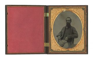 1/2 Plate Civil War Tintype Of Yankee Infantryman In Full Therm Case (berg 3 - 5)