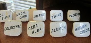 10 Antique Porcelain Apothecary Drug Cabinet Knob Pharmacy Drawer Pull