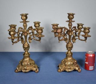15 " Tall Vintage Louis Xv French Bronze Candelabra Candlesticks