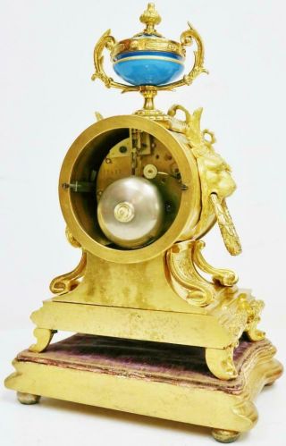Antique French Sevres Porcelain Mantel Clock 8 Day Striking Bronze Mantle Clock 11
