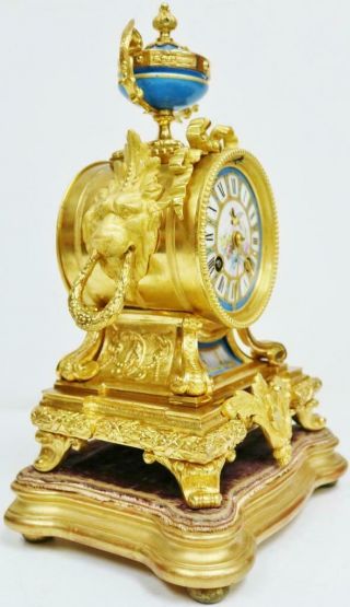 Antique French Sevres Porcelain Mantel Clock 8 Day Striking Bronze Mantle Clock 5