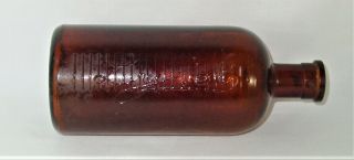Antique Large 7 1/4 " Lysol Amber Brown Embossed Glass Bottle Apothecary Pharmacy