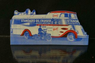 Standard Oil Pamphlet With Cruiser Bus And Motorcycle Harley Rare