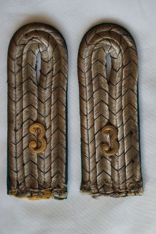 Ww1 Imperial German Royal Prussian Jäger Bnn 3 Leutnant Shoulder Straps Pair