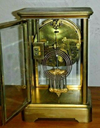ANSONIA BRASS 8 DAY CRYSTAL REGULATOR CHIME CLOCK OPEN ESCAPEMENT c1890 10