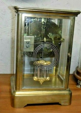 ANSONIA BRASS 8 DAY CRYSTAL REGULATOR CHIME CLOCK OPEN ESCAPEMENT c1890 11