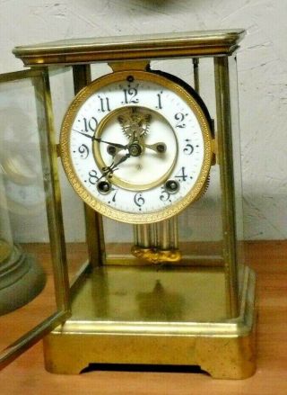 ANSONIA BRASS 8 DAY CRYSTAL REGULATOR CHIME CLOCK OPEN ESCAPEMENT c1890 6