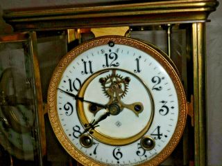 ANSONIA BRASS 8 DAY CRYSTAL REGULATOR CHIME CLOCK OPEN ESCAPEMENT c1890 8