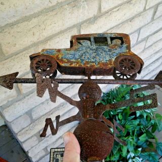 Antique Car Weather Vane Primitive Folk art Directional Arrow for Lightning Rod 12