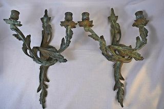 Antique French Louis Xv Rococo Style Solid Bronze Wall Sconce Candle Hol