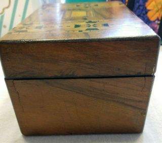 Antique Inlaid Wood Jewelry Tea Box 7