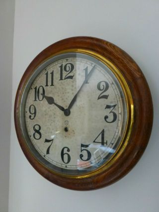 Complete Ansonia 8 Day Oak 16 " Gallery Clock With 12 " Dial With Key
