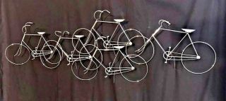 Vintage Curtis Jere Bicycle Race Wall Sculpture Chrome Finish Signed