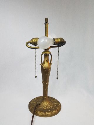 Antique Edward Miller Em & Co.  Signed 2 - Socket Art Nouveau Table Lamp
