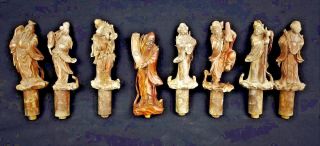 8 X 19TH CENTURY RARE CHINA CHINESE CARVED EIGHT IMMORTALS STATUES 八仙过海古董木雕 2