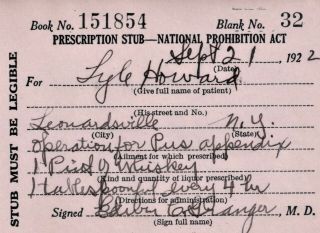 1922 Prohibition Prescription Whiskey Operation Antique Pharmacy Doctor Bar Lyle 2