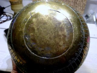 EARLY ANTIQUE ENGRAVED BRASS HOOKAH BASE LAHORE MUGHAL INDIA ISLAMIC altered 12