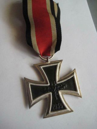 Old German Ww Ii Iron Cross Second Class On Ribbon Magnetic Core,  Three Parts