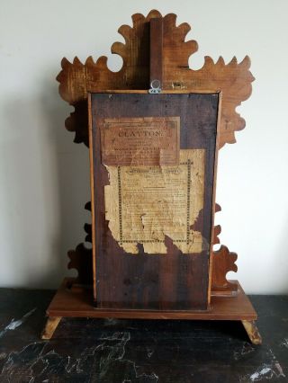 Antique Waterbury Carved Oak Gingerbread Parlor Mantel Clock Keys 7
