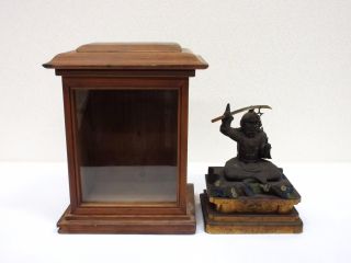 Japan,  Rare Myoken Bodhisattva,  Buddhist,  Wooden,  Statue Buddha With Glass Case