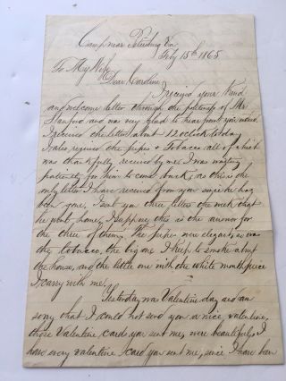 Civil War Letter From A Soldier To His Wife - 1865 - -