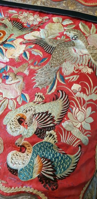 Antique Oriental/Chinese hand embroidered silk panel/wall hanging. 10