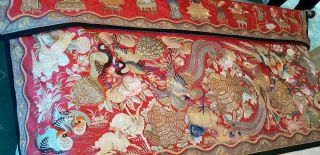 Antique Oriental/chinese Hand Embroidered Silk Panel/wall Hanging.