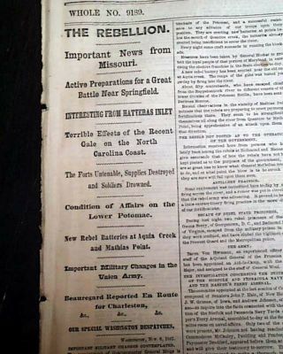 Military Movements In Missouri Post Springfield Battle 1861 Civil War Newspaper