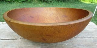 Antique Ex Large Wide Rim Wood Dough / Butter Bowl Hand Carved & Turned Maple