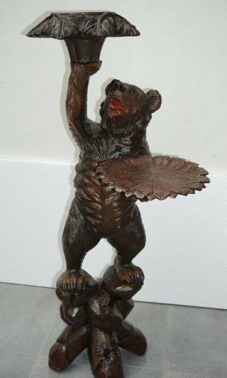 Antique Black Forest Bear Card & Plant Stand