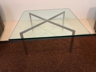 Vintage Knoll Mies Van Der Rohe Barcelona Coffee Table 40 Inch Glass Steel 5