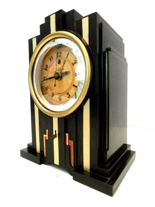 Vintage 1930s Warren Telechron Skyscraper Antique Old Art Deco Bakelite Clock
