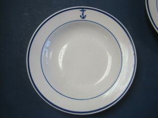 4 Vintage US Navy Officer Mess Soup Bowls w Blue Fouled Anchor by Shenango China 2