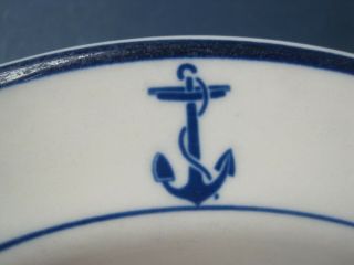 4 Vintage US Navy Officer Mess Soup Bowls w Blue Fouled Anchor by Shenango China 3