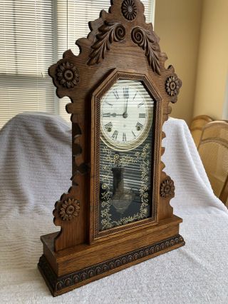 RARE,  VINTAGE 1890s GILBERT CLOCK CITIZEN No.  20 SHELF MANTLE WITH CHIME ANTIQUE 5