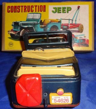 MARUSAN 1950 ' s Construction Jeep MIB WITH Instructions & Unassembled TRAILER 5