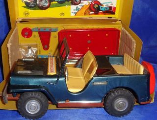 MARUSAN 1950 ' s Construction Jeep MIB WITH Instructions & Unassembled TRAILER 9