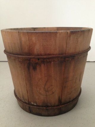 Vintage Antique Primitive Wooden Pantry Box & Wood Bucket 4