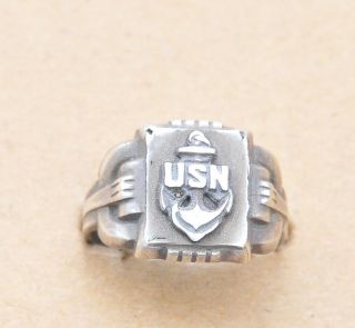 Vintage Sterling Silver Us Navy Ring Size - 9.  75 141