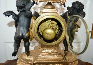 Antique Victorian Gilt Metal & Red Veined Marble Striking French Mantle Clock 6